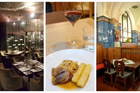Ambiance élégante et plat traditionnel dans un bon restaurant à Prague.